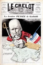 O último pensamento de Garibaldi. Caricatura em Le bell