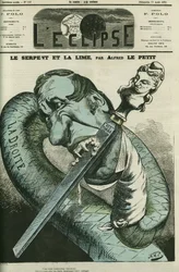 A cobra e a lima, a cobra-direita lima os seus dentes na República. Capa em "L