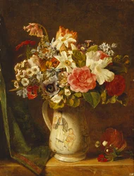 Rosas, Narciso e outras flores em um vaso,