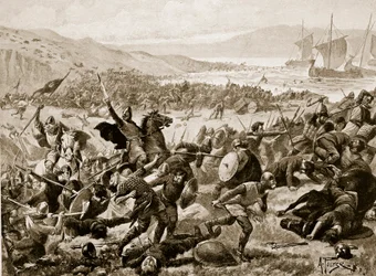 A grande batalha de Brunanburh, 937, ilustração de «Hutchinson