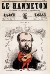 O mosquetão de Maio de 1867. Cartoon de Charles Gounod (1818 - 1893), compositor francês. por alfred le Petité.