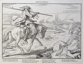 Death Rides to Town, prato 2 de &39;Another Dance of Death&39; publicado por Georg Wigand em Leipzig, 1849