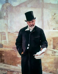 Retrato de Jean-Charles Adolphe Alphand (1817-1891), engenheiro francês, Oil on canvas de Alfred Philippe Roll (1846-1919)