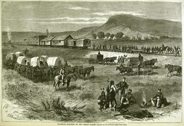 Construção de ferrovia nas Grandes Planícies, de &39;Harper&39;s Weekly&39;, 17 de julho de 1875