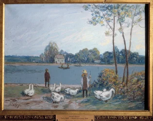 No limite do Loing. Pintura de Alfred Sisley (1839 - 1899)