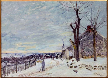 Tempo de neve em Veneux-Nadon (Veneux Nadon en Seine et Marne). Pintura de Alfred Sisley (1839 - 1899)