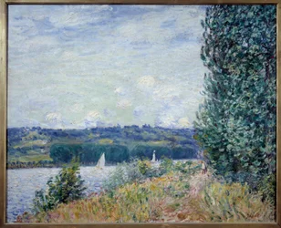 O Sena tem o Bouille, ventania. Pintura de Alfred Sisley (1839 - 1899)