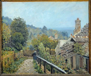 Vista de Louveciennes, caminho da costa média chamado de alturas por Marly Painting de Alfred Sisley (1839-1899) 1873 Sol. 0,38x0,46 m Paris, musee d