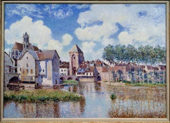 Vista de Moret em Loing. Pintura de Alfred Sisley (1839-1899)