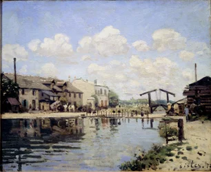 Vista do Canal de São Martinho em 1872. Vista da eclusa - óleo sobre tela