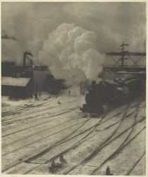 O pátio da estrada de ferro, inverno, 1903.