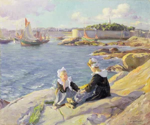 Meninas bretãs pelo porto, Concarneau