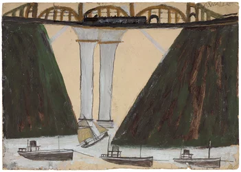 Saltash Bridge, c. 1930 (lápis e óleo no cartão)