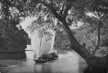 Padda Boat em Full Sail, c1890, 1910