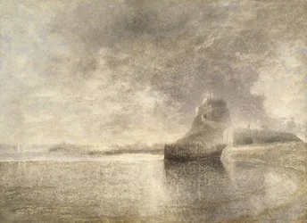 Castelo da Ilha Sagrada, Northumbria, c.1882-3 (aquarela sobre papel)