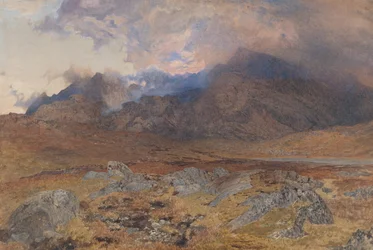 Snowdon, após uma chuva de granizo em abril [ou Snowdon através de Nuvens de Limpeza], ca. 1857.
