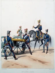 Artilharia Napoleónica: Artilharia Ligeira. Gravura de Alfred De Marbot (século XIX) 1812. Malmaison, Musee Du Chateau.