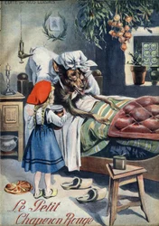 Chapeuzinho Vermelho. Conto popular. Ilustração de Vaccari e Carrey na coleção “” Les beaux tales”” “” Nos loisirs””” por volta de 1910. Coleção particular.