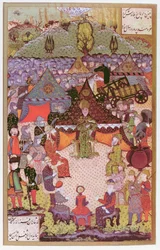 O rei da Hungria, Lajos II (1506-26) em conselho antes da batalha de Mohacs em 1526, 1558 (tinta e folha de ouro em velino)