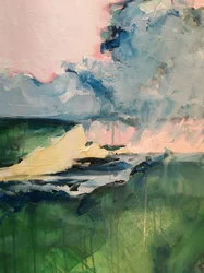 Paisagem dramática com céu cor-de-rosa