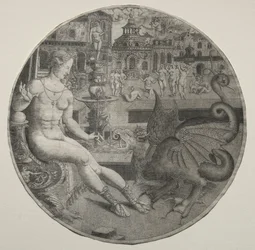 Mulher Nua e um Dragão, 1523.