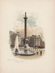 Londres familiar: Coluna de Nelsons, Trafalgar Square (litografia a cores)