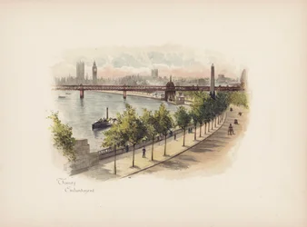 Londres familiar: Aterro do Tamisa (litografia a cores)