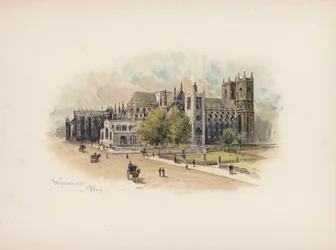 Londres familiar: Abadia de Westminster (litografia a cores)