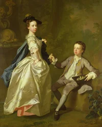 O HON. Rachel Hamilton e seu irmão, o Hon. Charles Hamilton, 1740
