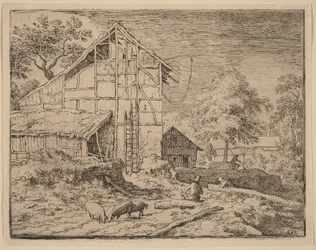 Casa de campo com duas escadas