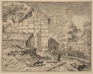 Casa de campo com duas escadas