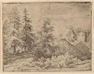 Homem entre dois pinheiros, provavelmente c. 16451656.