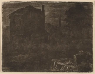 Paisagem Nocturna com Casa e Pináculo da Igreja, provavelmente c. 1660.