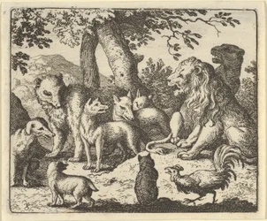 Renard se exonera de seus crimes diante do leão, 1650-75.