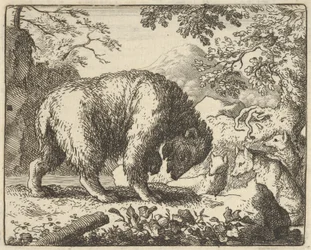 Renard promete ao urso levá-lo a um lugar onde encontrará mel, 1650-75.