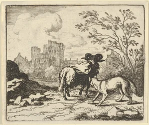 Renard envia o carneiro de volta ao leão com um pacote contendo a cabeça do coelho, 1650-75.