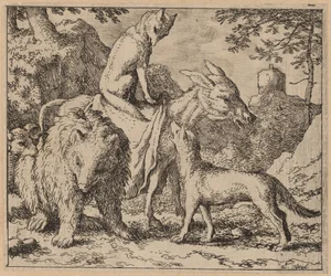 Reynard sentado em cima do burro, provavelmente c. 16451656.