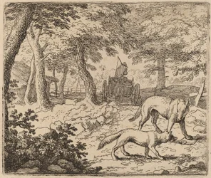 Reynard e o Lobo antes do Carrinho de Peixe, provavelmente c. 16451656.
