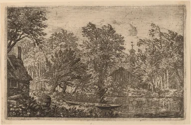 Skiff em uma margem do rio, provavelmente c. 16451656.