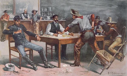 Argumento sobre cartas em um salão ocidental