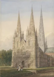 Catedral de Lichfield - Frente oeste: pintura em aquarela, nd [6 de setembro de 1842]