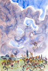 Aguarela no. 31, Paisagem com nuvens
