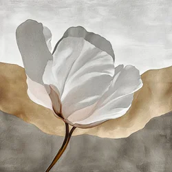 Flor Branca - Abstrato Dourado