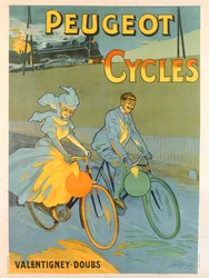 Cartaz publicitário de bicicletas Peugeot (lito a cores)