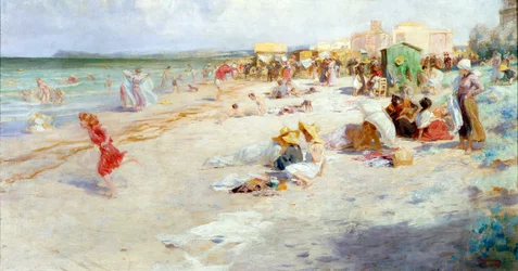 Uma praia ocupada no verão