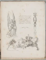 Arte da litografia: Três desenhos do livro de orações de Dürer, placa V