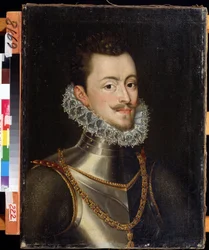 Retrato do governador dos Países Baixos Don Juan da Áustria (1547-1578) (retrato do governador da Holanda dos Habsburgos Don John da Áustria). Pintura de Alonso Sanchez Coello (1531-1588). Óleo sobre tela, 62 x 47 cm. Arte espanhola, Maneirismo. Extremo Or
