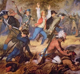 O Massacre do Vale do Wyoming em julho de 1778 (cor litho) (detalhe)