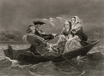 Lady Harriet Ackland em seu caminho para visitar o acampamento de General Gates, de &39;Life and Times of Washington&39;, Volume I, publicado em 1857
