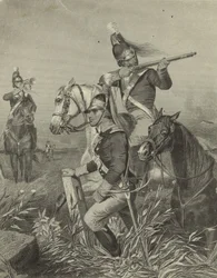 Cavalaria de Lee lutando na batalha de Guilford, 1858